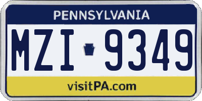 PA license plate MZI9349
