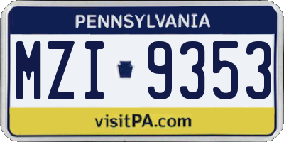 PA license plate MZI9353