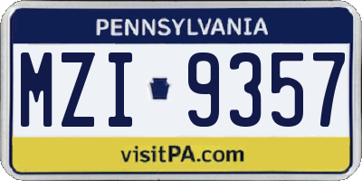 PA license plate MZI9357