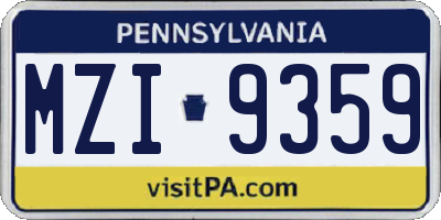 PA license plate MZI9359