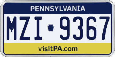PA license plate MZI9367