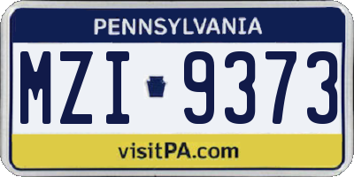 PA license plate MZI9373