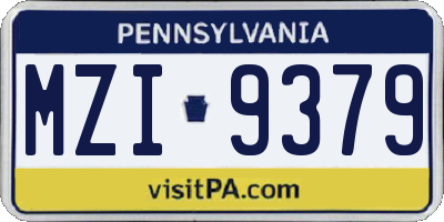 PA license plate MZI9379