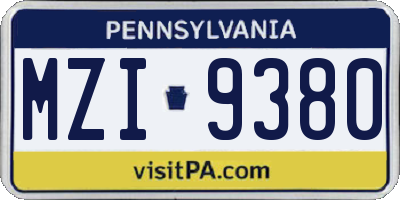 PA license plate MZI9380