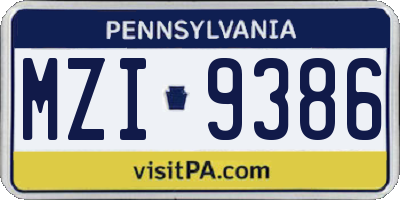 PA license plate MZI9386