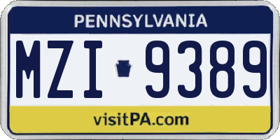 PA license plate MZI9389