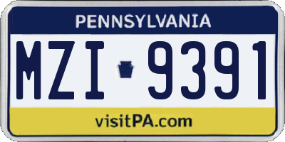 PA license plate MZI9391