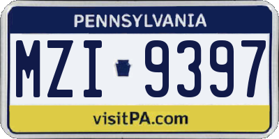 PA license plate MZI9397