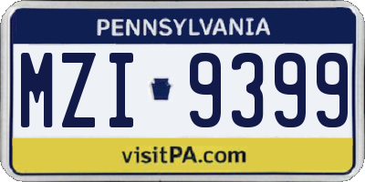 PA license plate MZI9399