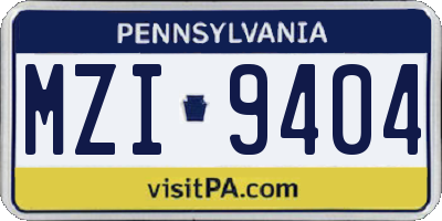 PA license plate MZI9404