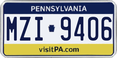PA license plate MZI9406