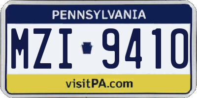PA license plate MZI9410