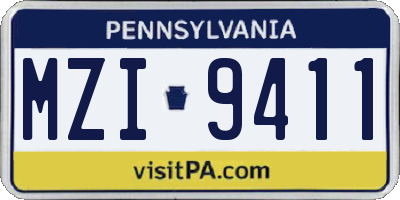 PA license plate MZI9411