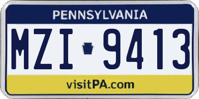 PA license plate MZI9413