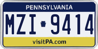 PA license plate MZI9414