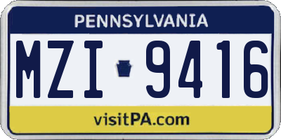 PA license plate MZI9416
