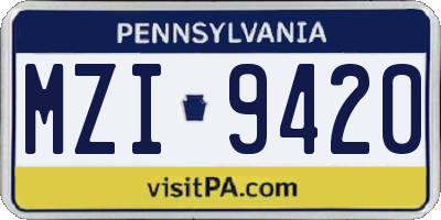 PA license plate MZI9420