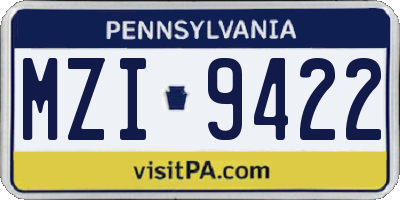 PA license plate MZI9422