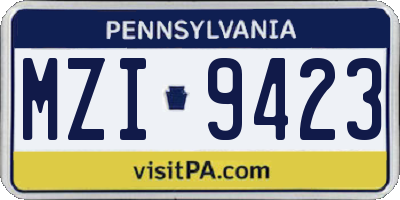 PA license plate MZI9423