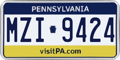 PA license plate MZI9424