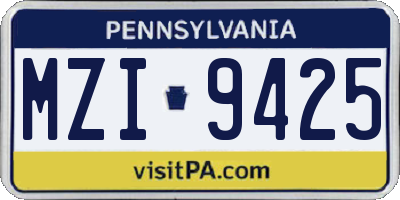 PA license plate MZI9425