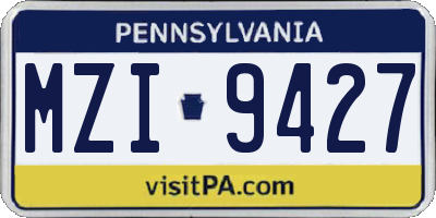 PA license plate MZI9427