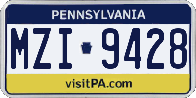 PA license plate MZI9428