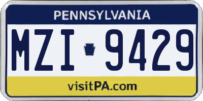 PA license plate MZI9429