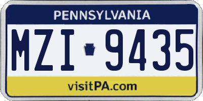 PA license plate MZI9435