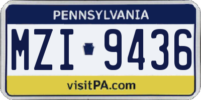 PA license plate MZI9436