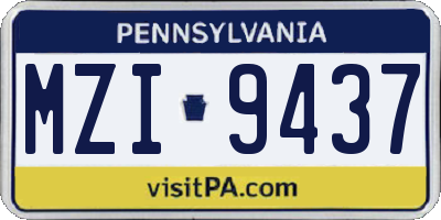 PA license plate MZI9437
