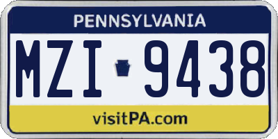 PA license plate MZI9438