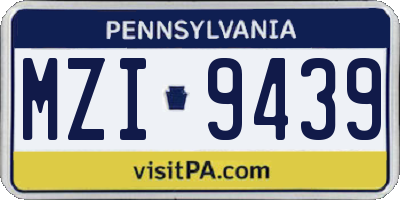 PA license plate MZI9439