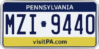 PA license plate MZI9440