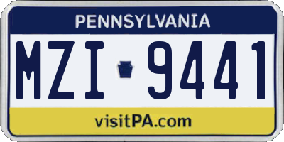 PA license plate MZI9441