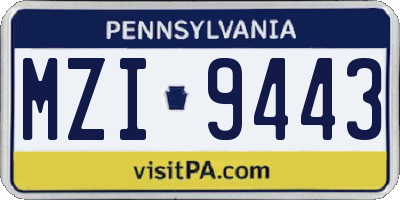 PA license plate MZI9443