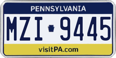 PA license plate MZI9445
