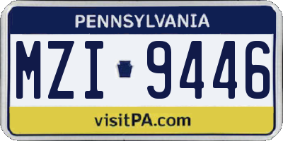 PA license plate MZI9446