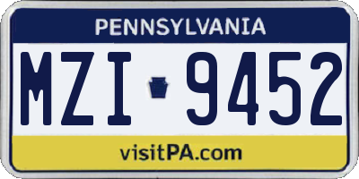 PA license plate MZI9452