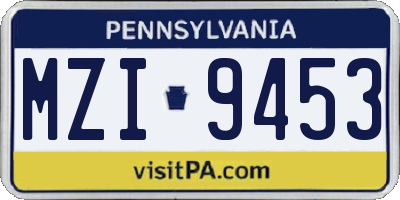 PA license plate MZI9453