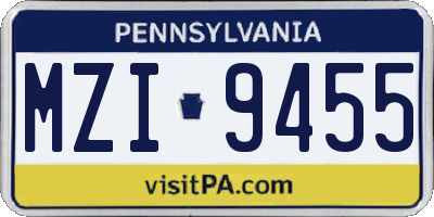 PA license plate MZI9455