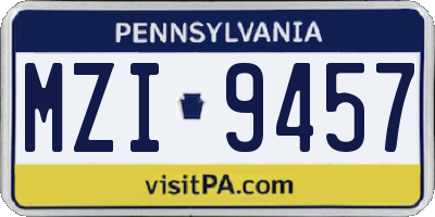 PA license plate MZI9457