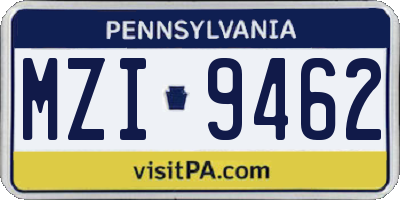 PA license plate MZI9462