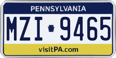 PA license plate MZI9465