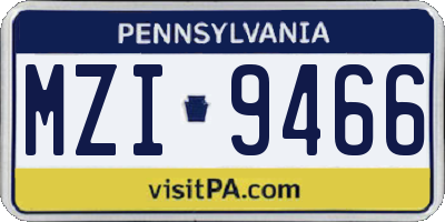 PA license plate MZI9466
