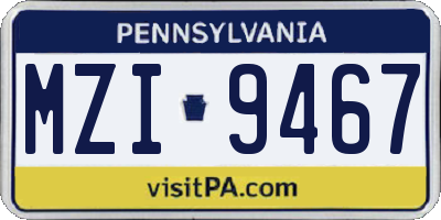 PA license plate MZI9467