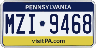 PA license plate MZI9468