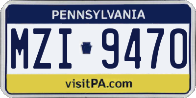 PA license plate MZI9470