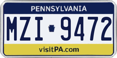 PA license plate MZI9472