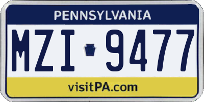 PA license plate MZI9477